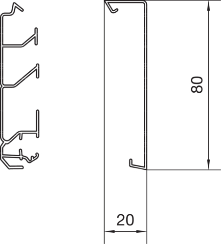 Tehalit SockelleistenkanalOberteil zu SL 20x80mm vw SL2008029016