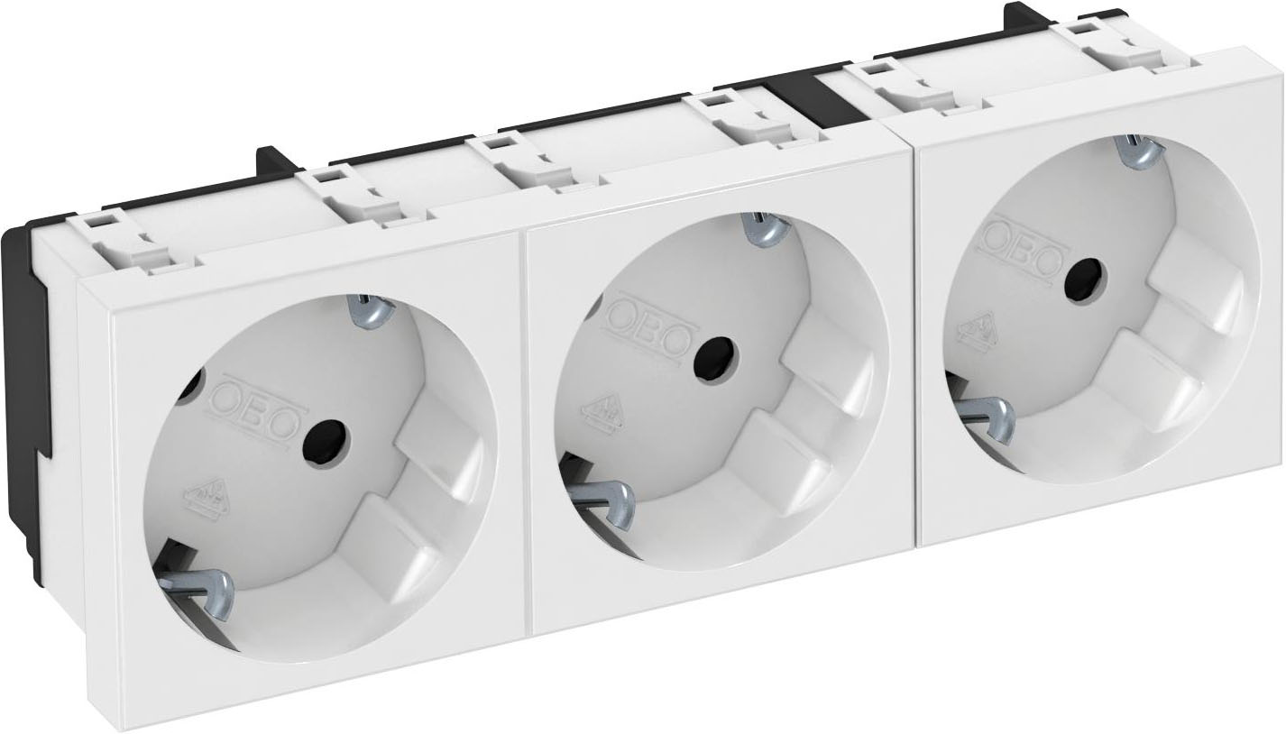OBO Bettermann Vertr Steckdose 33 Grad, 3-fach Schutzkontakt STD-D3S RW3
