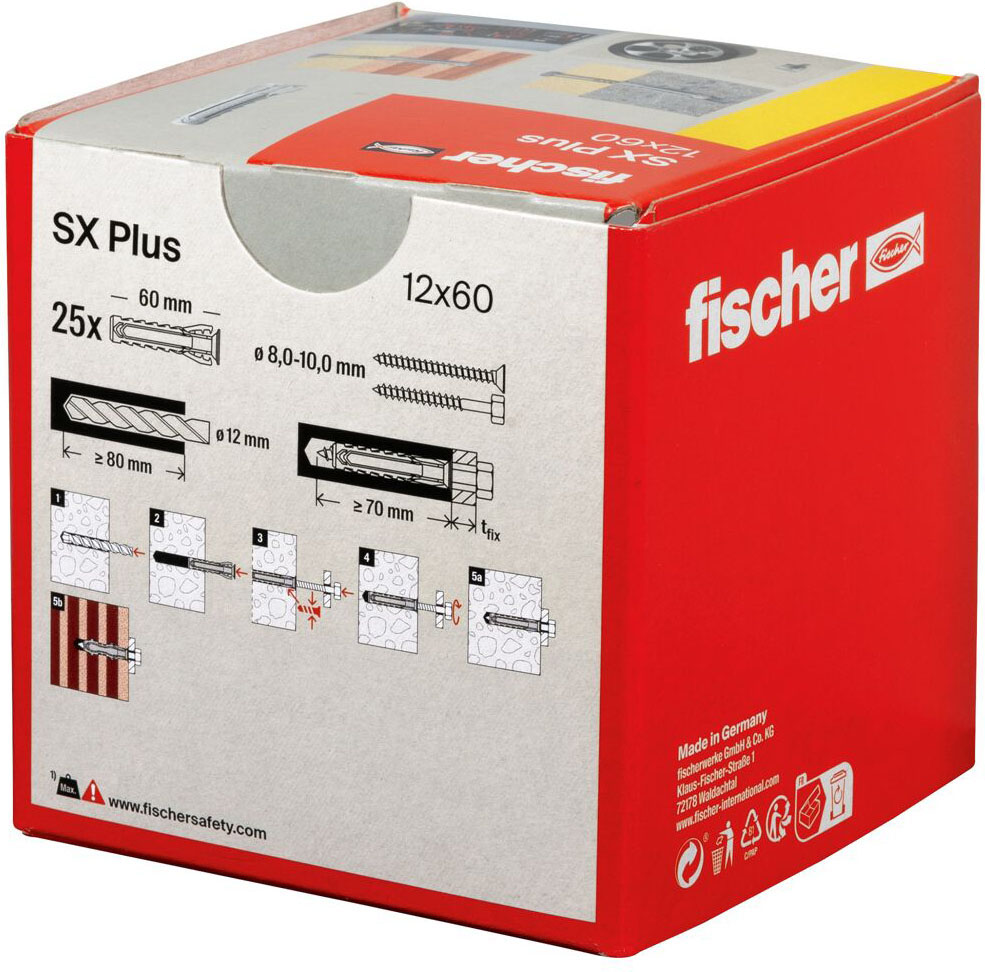 25 STK Fischer Deutschl. Dübel SX Plus SX Plus 12x60