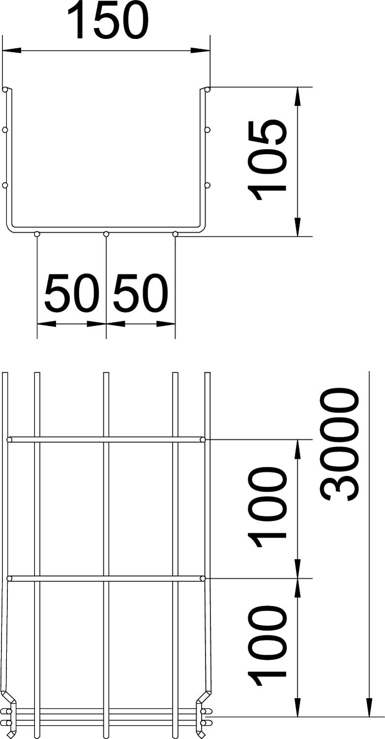 3 M OBO Bettermann Vertr Gitterrinne GRM 105x150x3000mm GRM 105 150 G