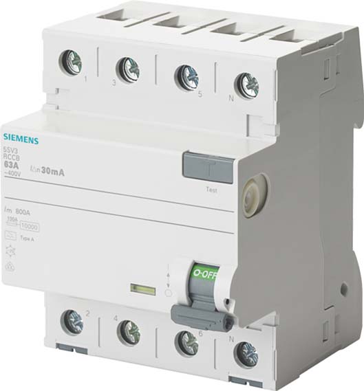 Siemens Dig.Industr. FI-Schutzschalter Typ A, 300mA , 63A 5SV3646-8