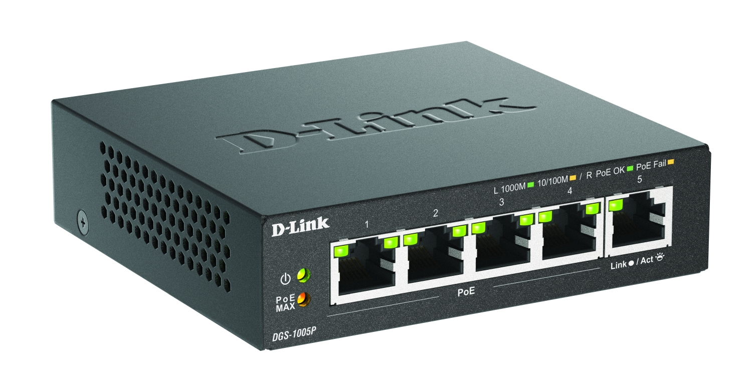 DLink Deutschland Gigabit PoE+ Switch 5-Port Desktop DGS-1005P/E
