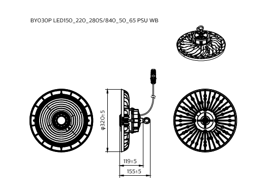 Signify PLS LED-Hallenleuchte 840/850/865, ML BY030P LED #75897100