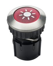 Grothe Klingeltaster rund 14,6mm Knopf rot, Hülse V2A PROTACT 105 LED