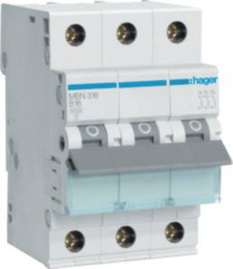 Hager Leitungsschutzschalter 3pol. B-16A, 6kA MBN316