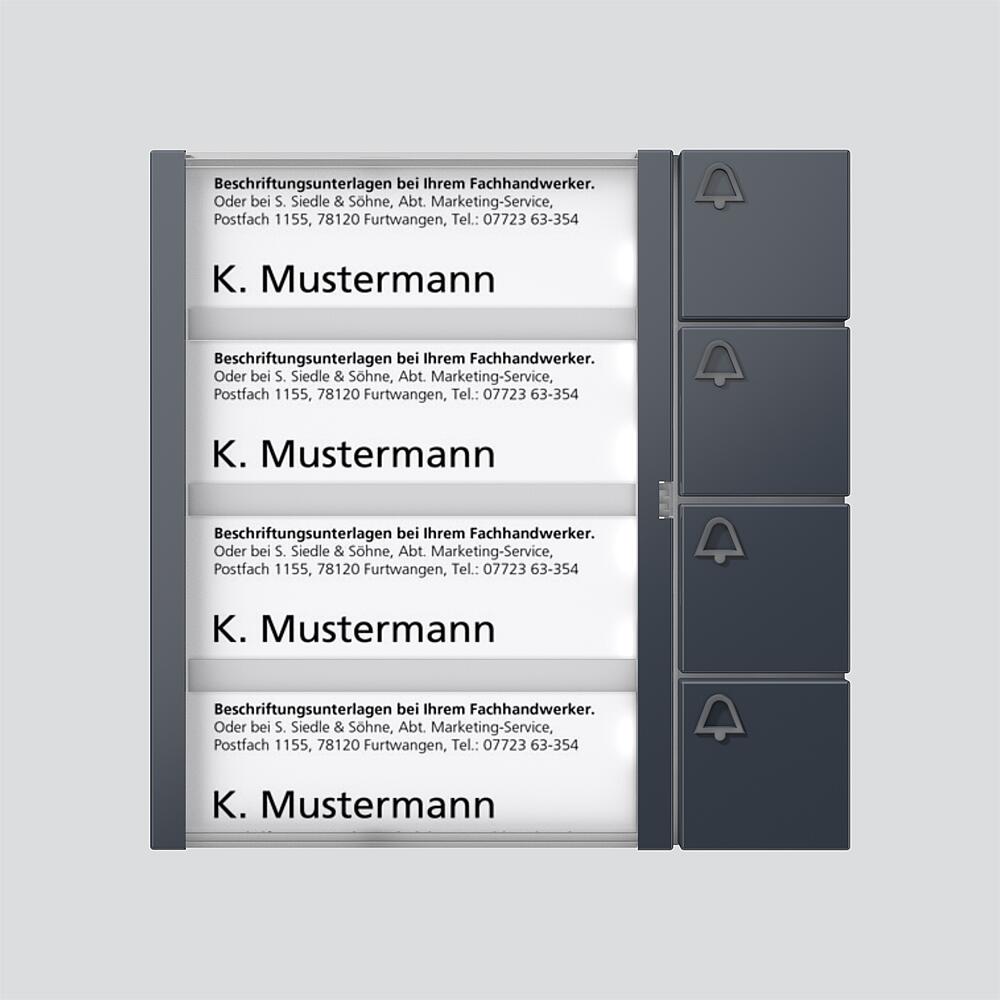 Siedle&Söhne Bus-Tasten-Modul anthrazitgrau BTM 650-04 AG