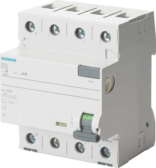 Siemens Dig.Industr. FI-Schutzschalter Typ A, 30mA , 63A 5SV3346-6KL