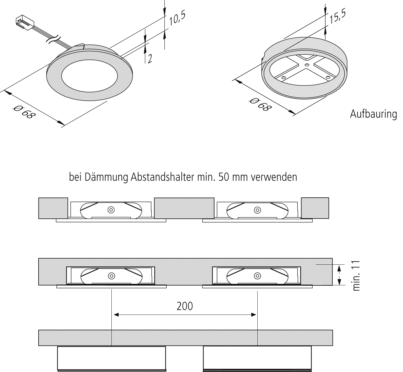Hera 3er-Set LED-Einbauleuchte ww Tr.24/15W 61056938002