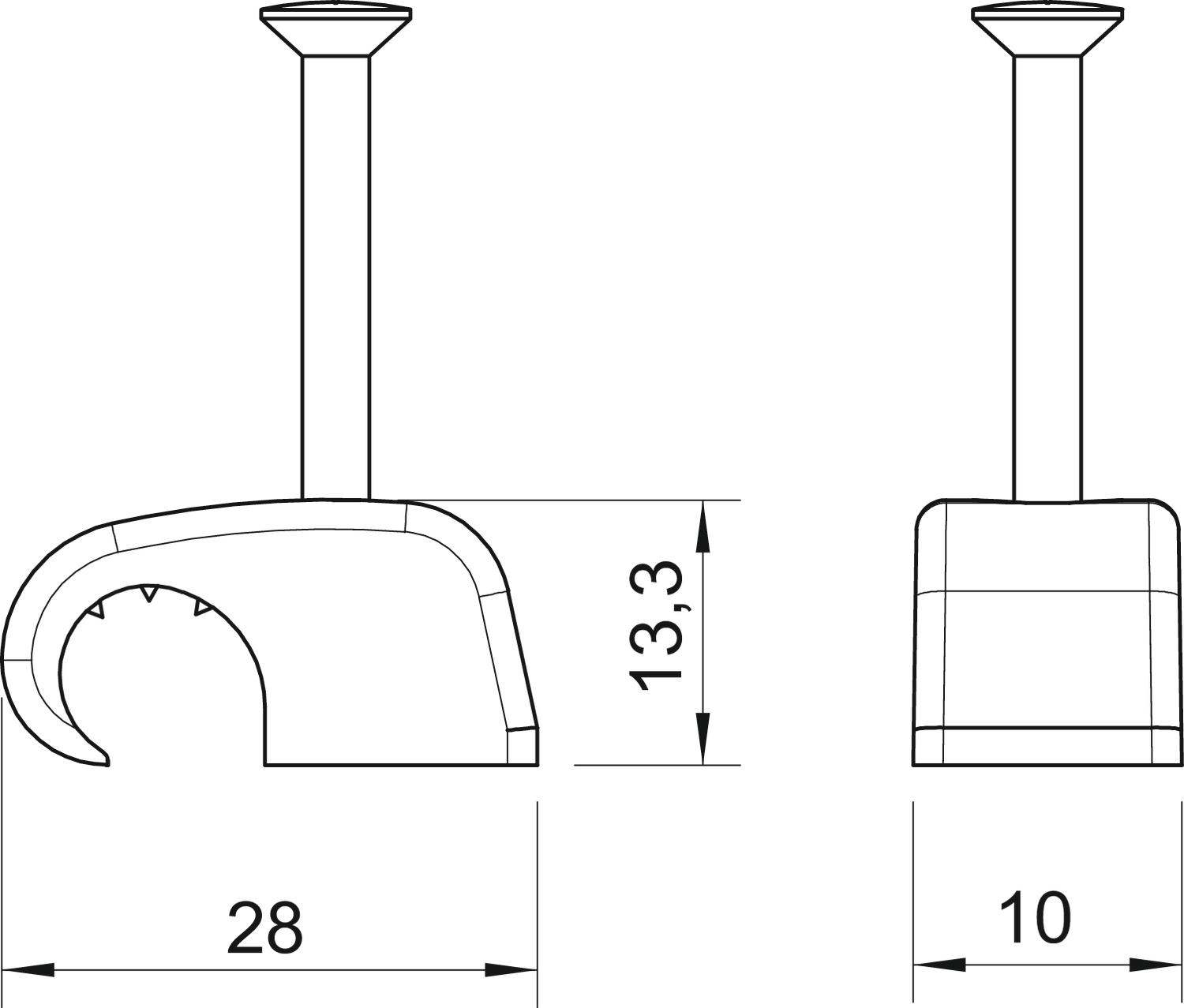 100 STK OBO Bettermann Vertr Haft-Clip m.Nagel 10-14mm L25 PP lgr 2027 25 LGR