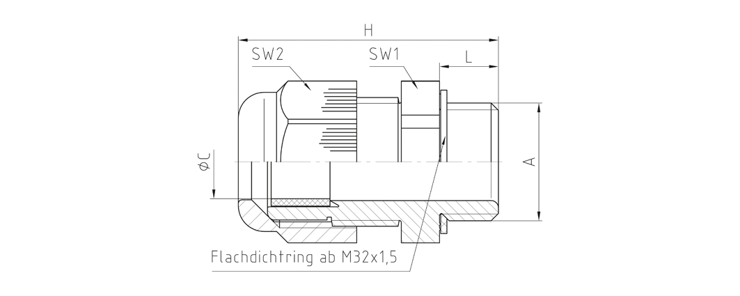 Jacob Kabelverschraubung M32x1,5 50.632 PA 7035