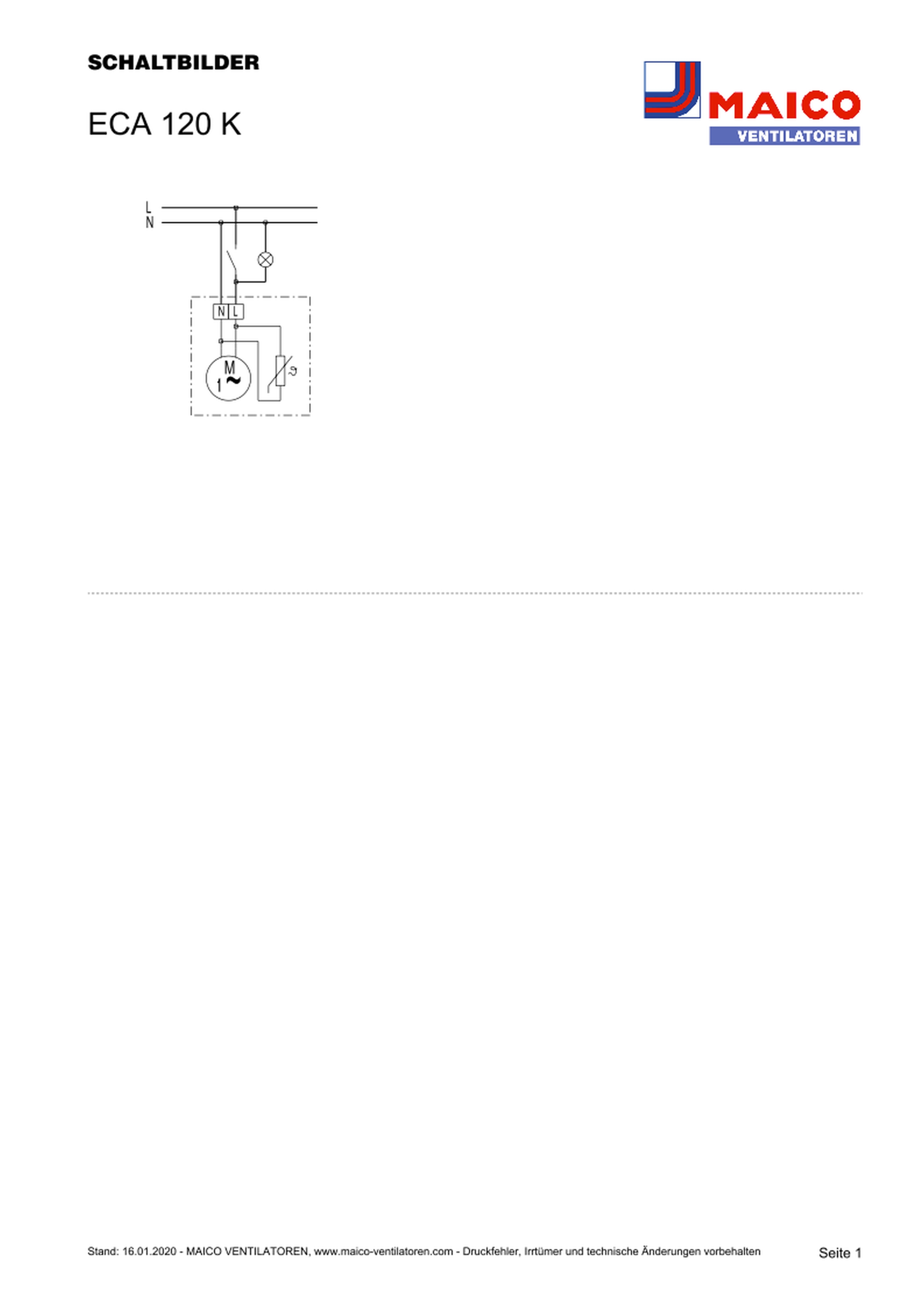 Maico Ventilator 19W,180cbm/h,IP34 ECA 120 K