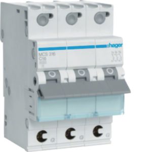 Hager Leitungsschutzschalter 3p. C-16A 6kA 3M QC MCS316