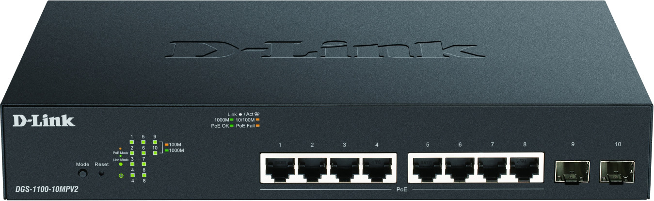 DLink Deutschland Gigabit Smart Switch 10-Port PoE+ DGS-1100-10MPV2/E