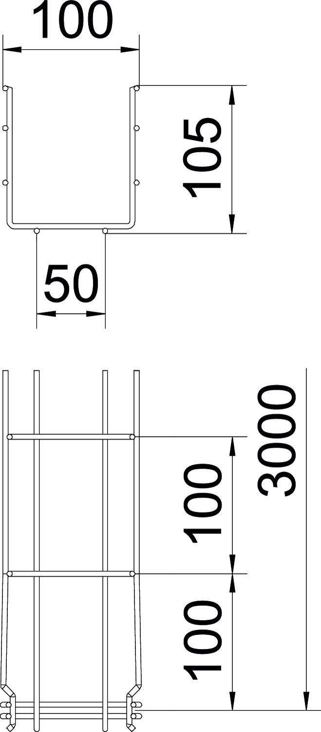 3 M OBO Bettermann Vertr Gitterkabelrinne 105x100x3000mm GRM 105 100 G