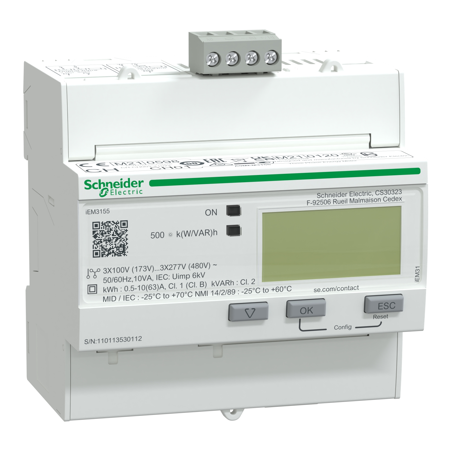 Schneider Electric Energiezähler IEM3155 3P+N 63A Modbu Mid A9MEM3155