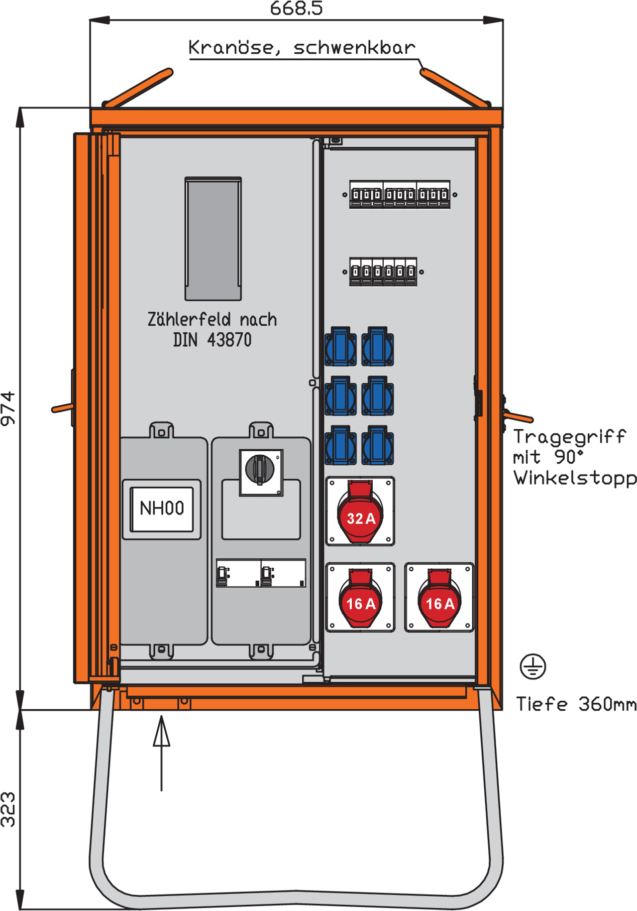 Walther Werke Anschlussverteilerschrank 44kVA m.Zählerplatz WAV0131R1