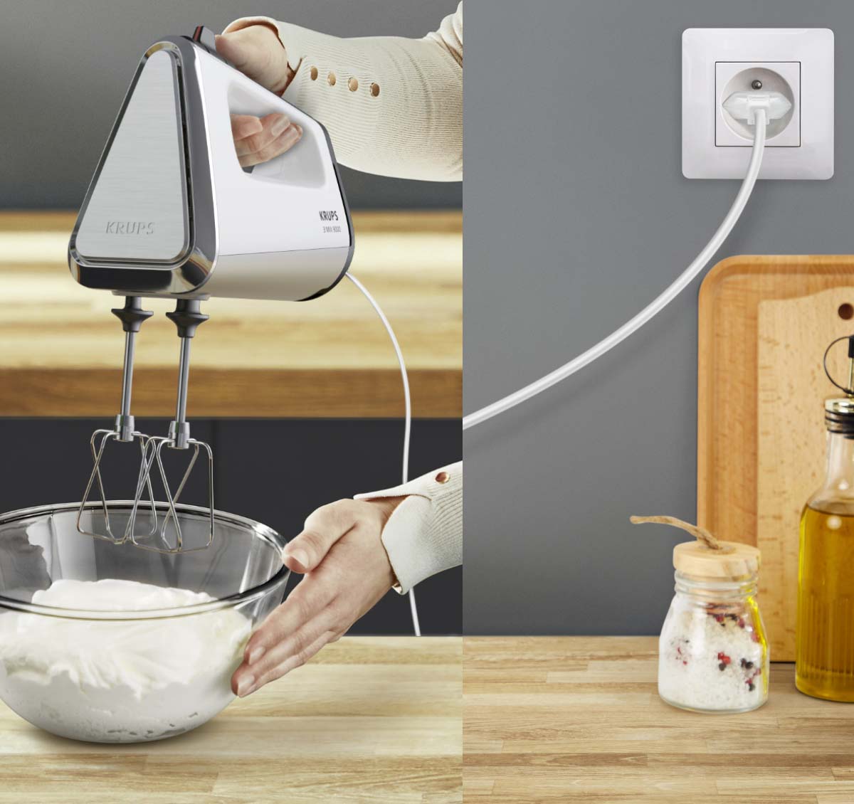 Krups Handmixer m.Mixstab 3Mix 9000 GN9121 ws/si