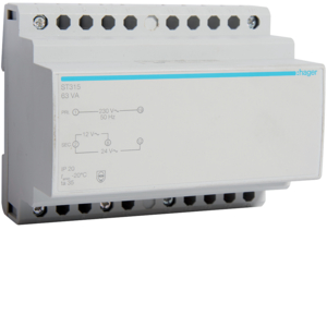 Hager Sicherheitstrafo 12V/5,25Ao.24V/2,63A ST315