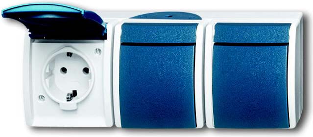 Busch-Jaeger Schuko-Steckdose 3f. waagerecht 2300/3 EW-53