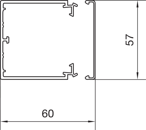 2 M Tehalit Leitungsführungskanal B60xH60mm LF 600600 gr