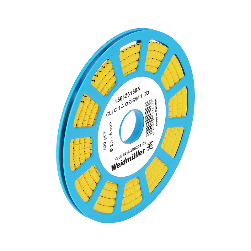 500 STK Weidmüller Leitermarkierer Zahl 1 gelb1,5-4 CLI C1-3GE/SW 1 CD