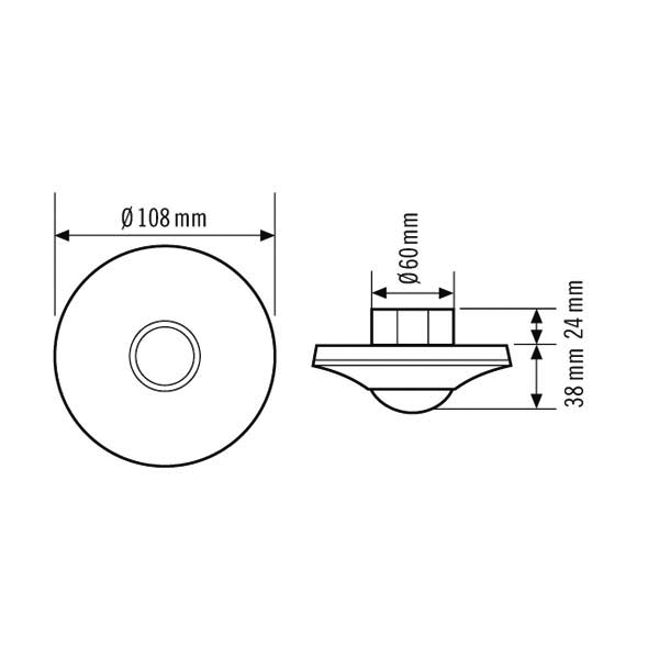 ESYLUX Decken-Präsenzmelder KNX 360Grad RW ca.8m UP PD-C 360i/8 KNX UP