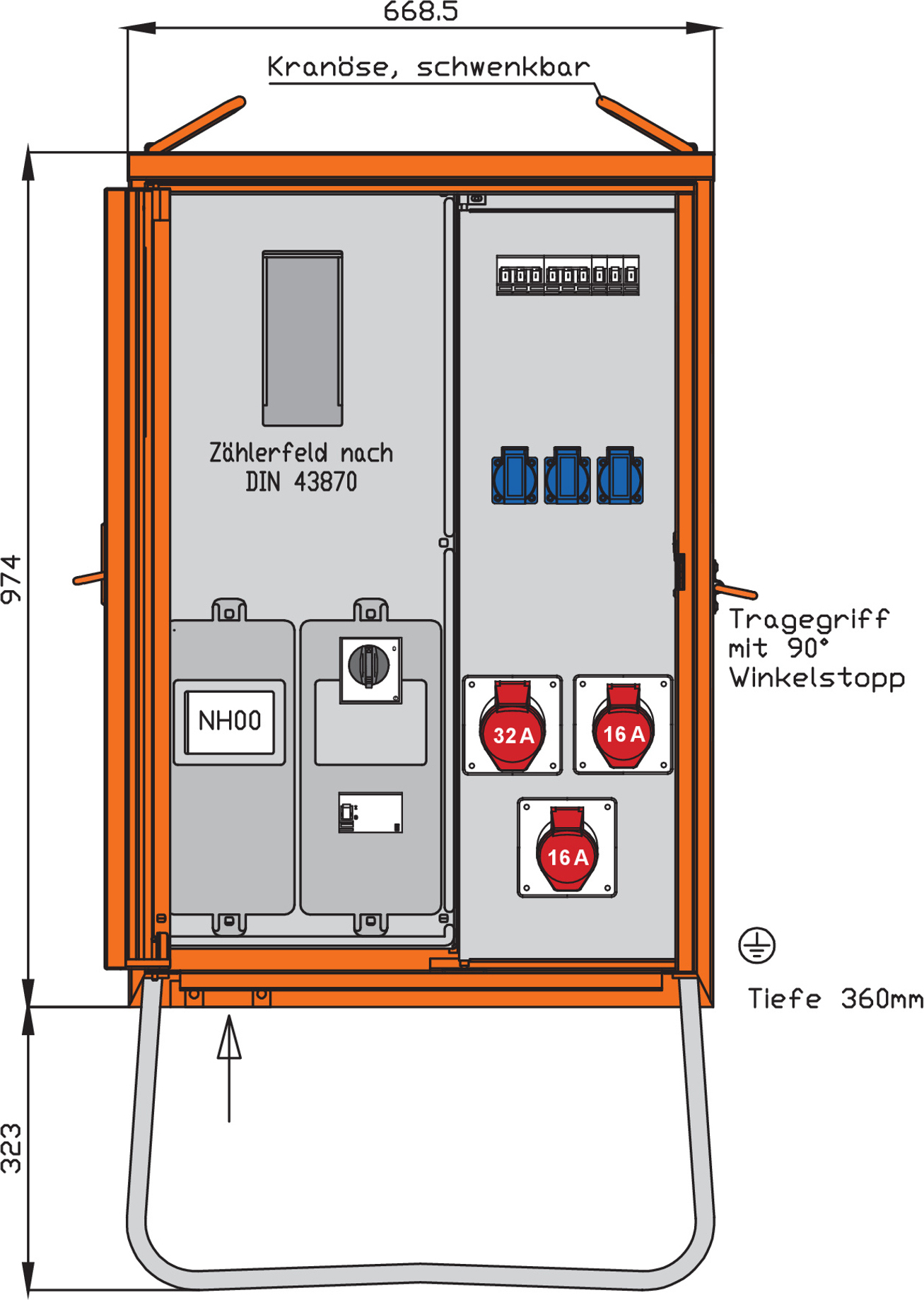 Walther Werke Anschlussverteilerschrank 22kVA m.Zählerplatz WAV0100BR1