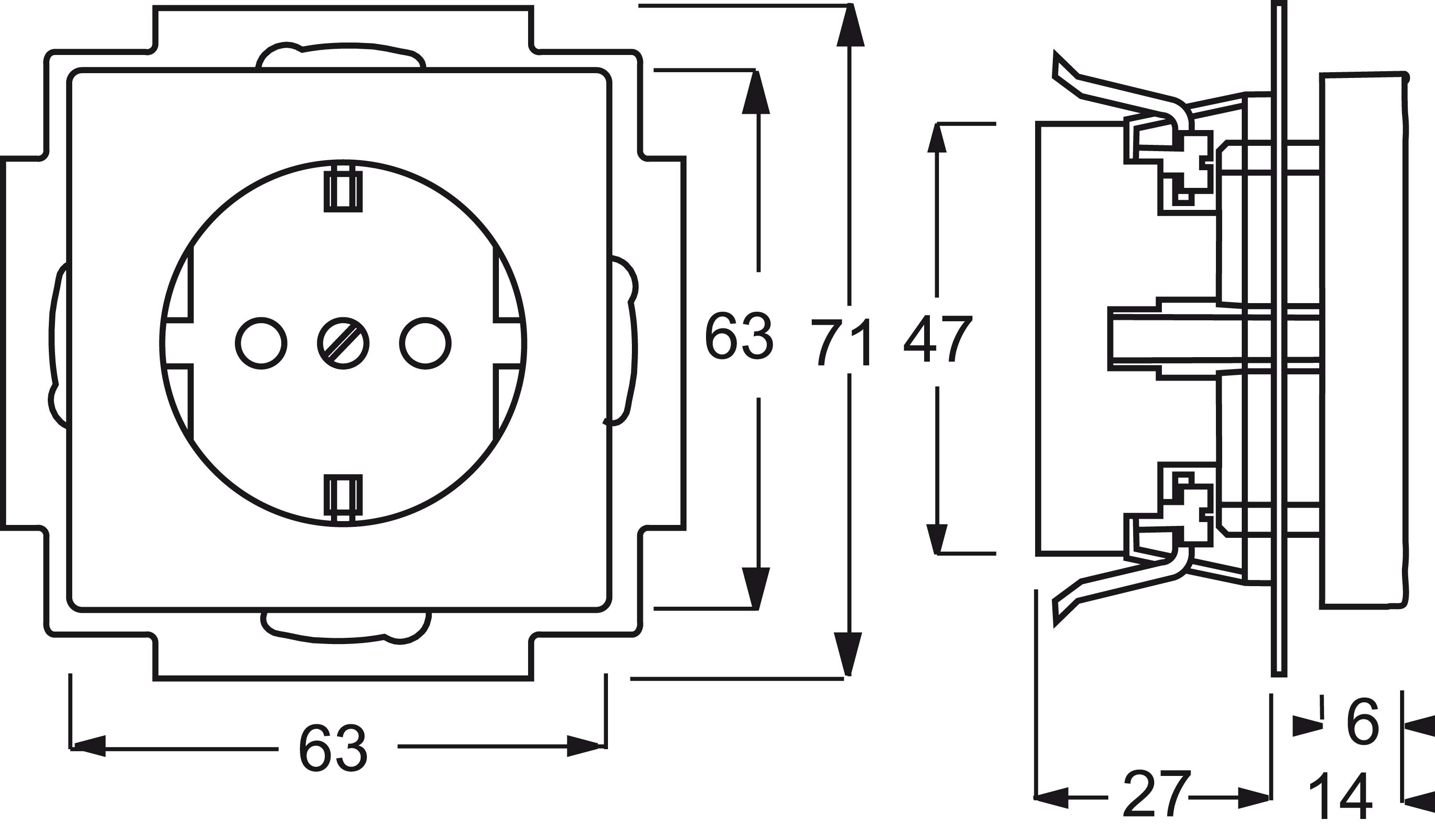 Busch-Jaeger Steckdosen-Einsatz dav/sws Schuko 2P+E16A250V 20 EUCKS-84