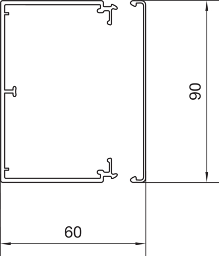 2 M Tehalit Leitungsführungskanal B90xH60mm LF 600900 lgr