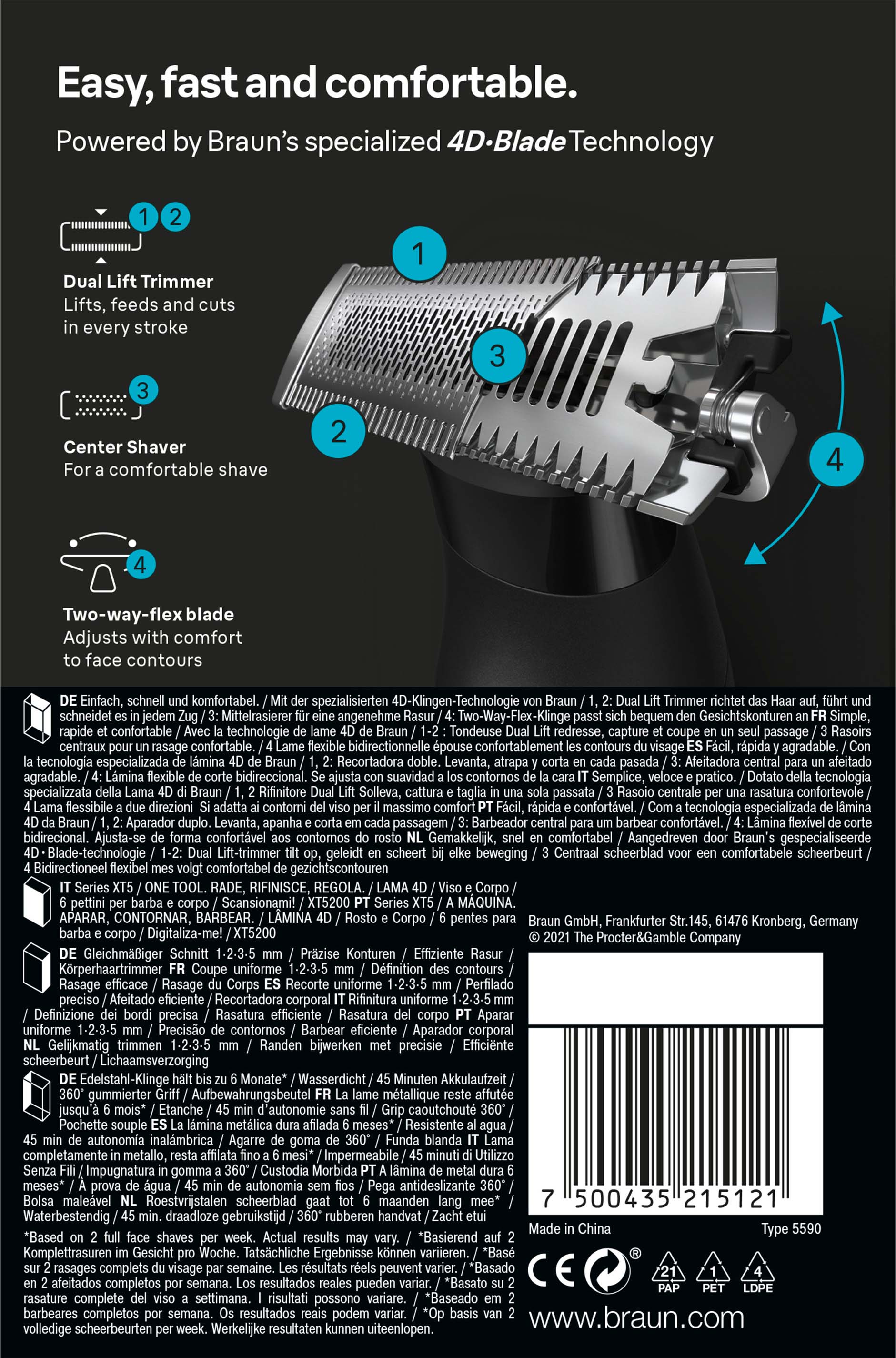 Procter&Gamble Braun Rasierer Face+Body+Travel SeriesXT XT5200