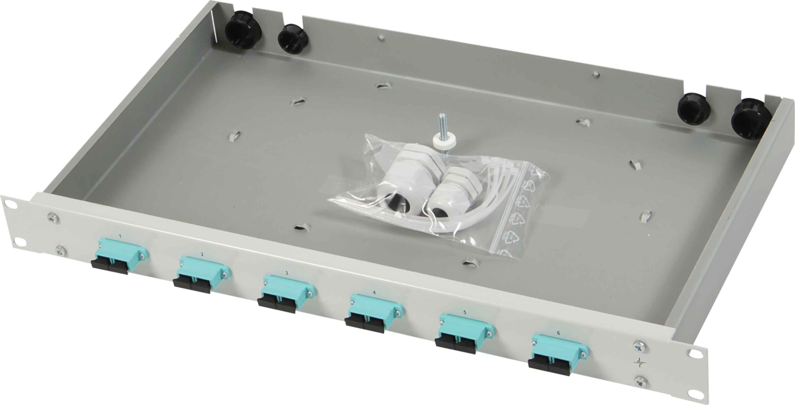 Telegärtner Spleißbox mit Kupplungen 12xLCD Keram blau1HE TNSB-Be-12LCD-SM