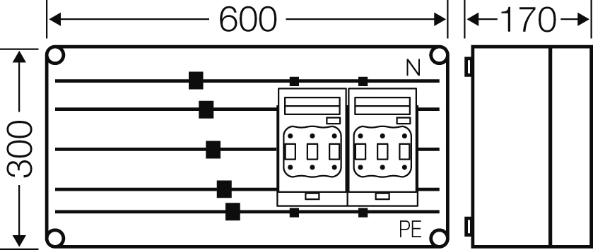 Hensel Sicherungsgehäuse 2x3xNH00 250A 5p Mi 6426