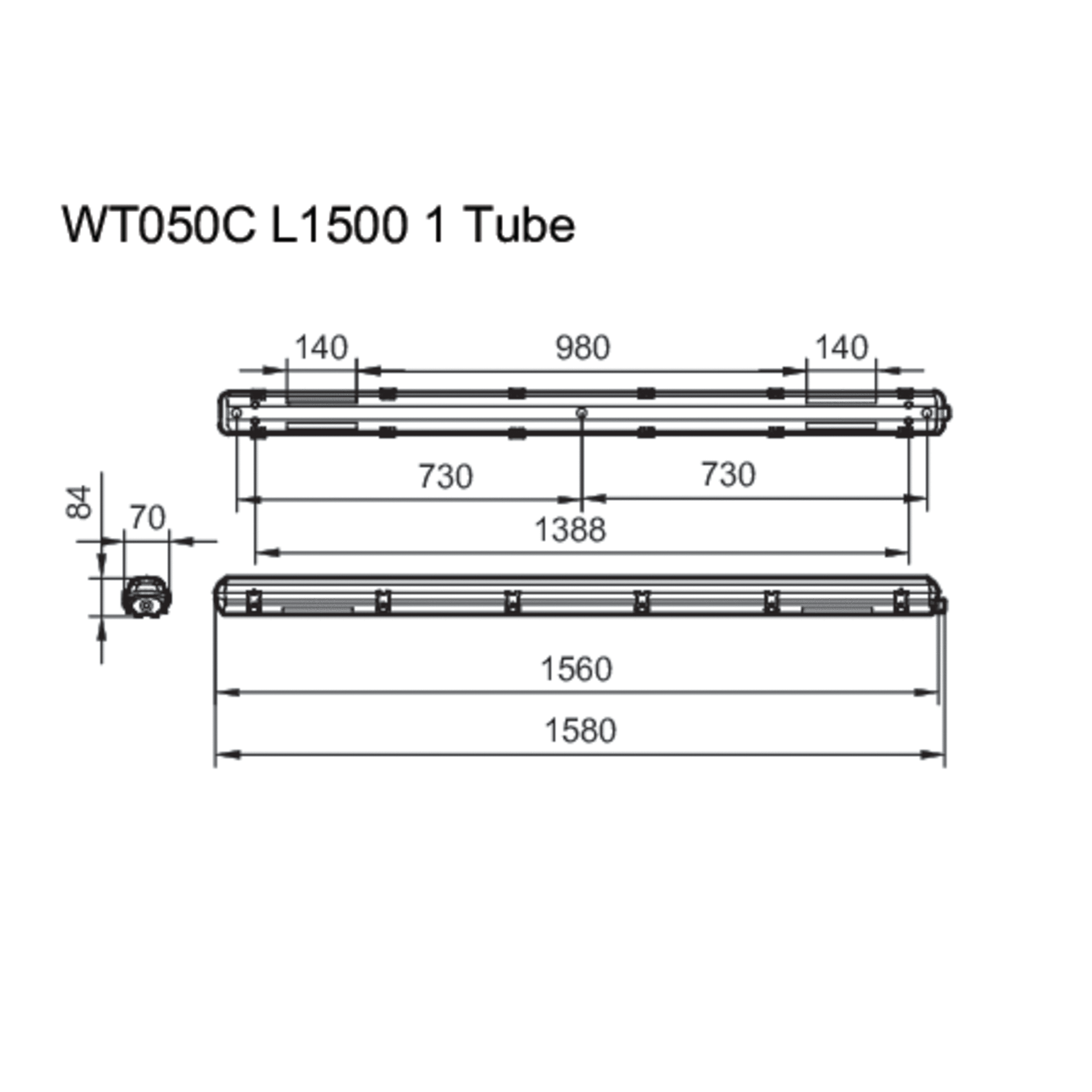 Philips Lighting Feuchtraumleuchte f. 1 LED-Tube WT050C 1xTLED L1500