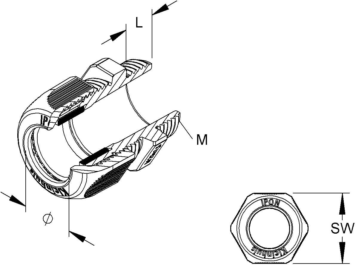 Kleinhuis Kabelverschraubung lgr,D=3-7mm,IP68 1234VM1201