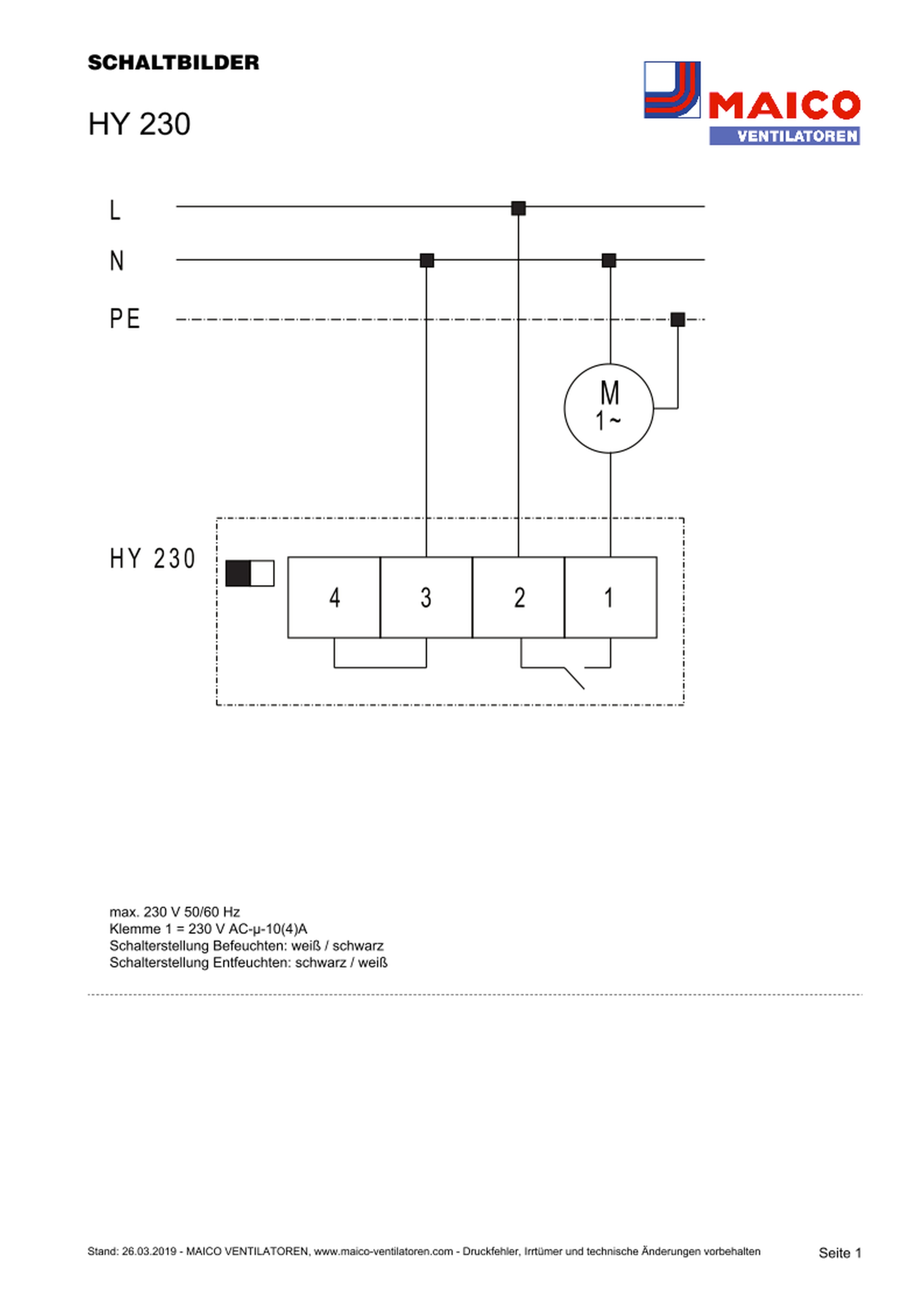 Maico Hygrostat HY 230 Maico Hygrostat HY 230