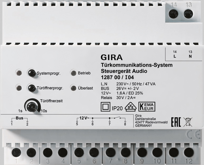 Gira Steuergerät Audio Bussystem, REG, 6TE 128700