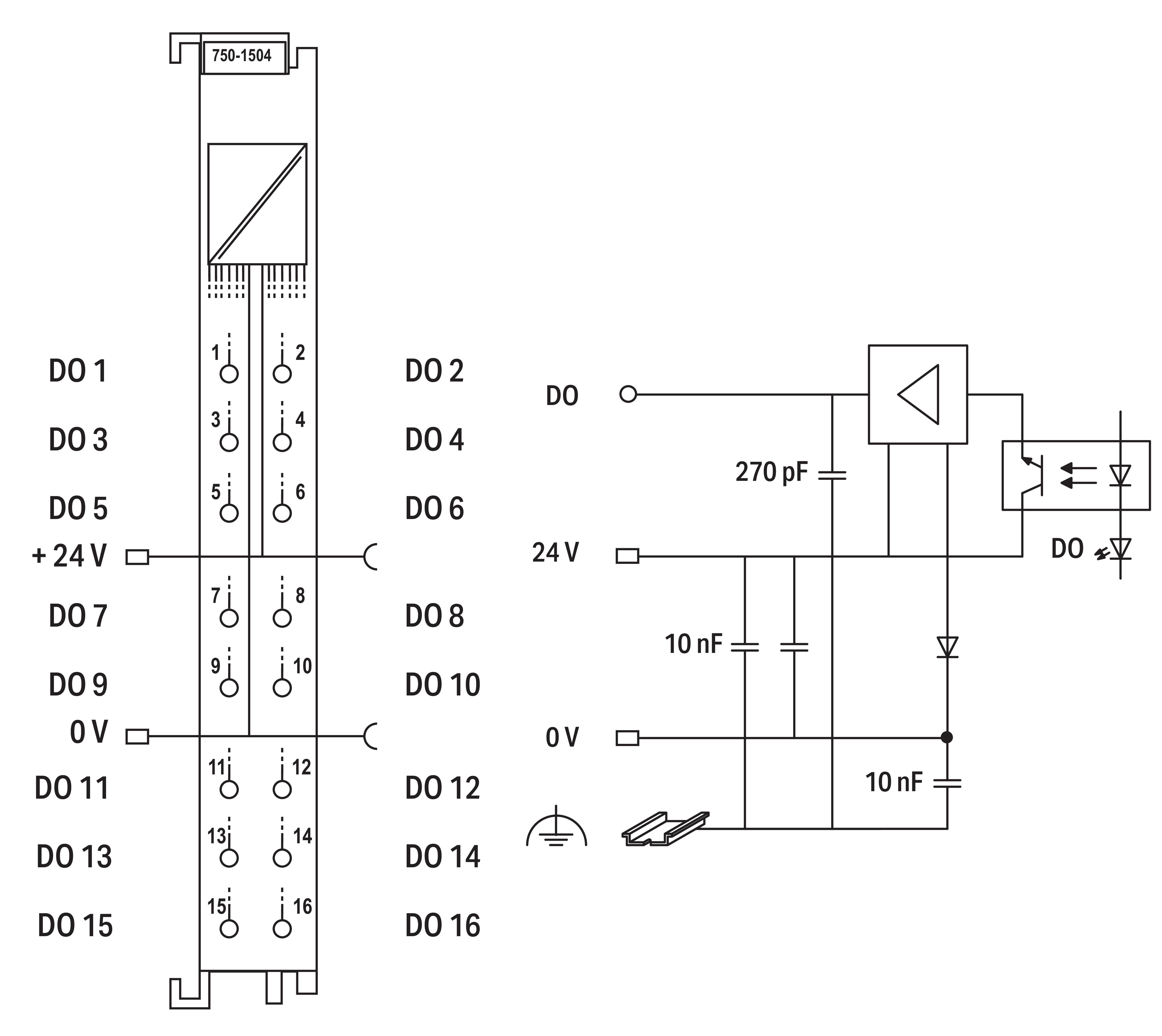 WAGO GmbH & Co. KG Digital Ausgangsklemme 16-Kanal 24VDC 0,5A 750-1504