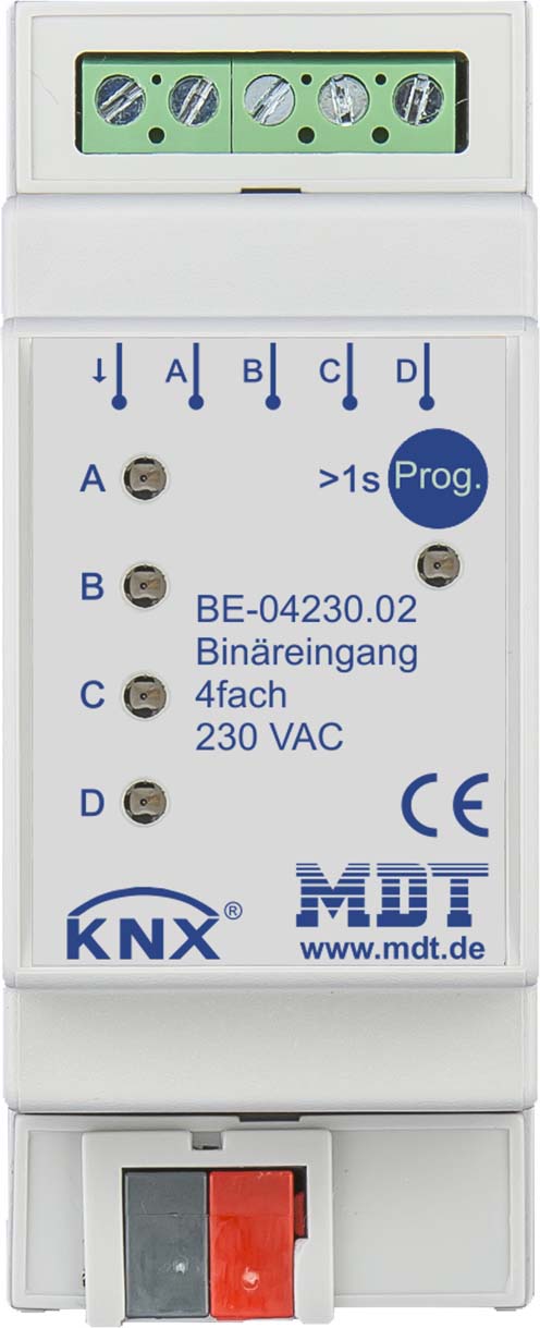 MDT technologies Binäreingang 4-fach 2TE REG, 230VAC BE-04230.02