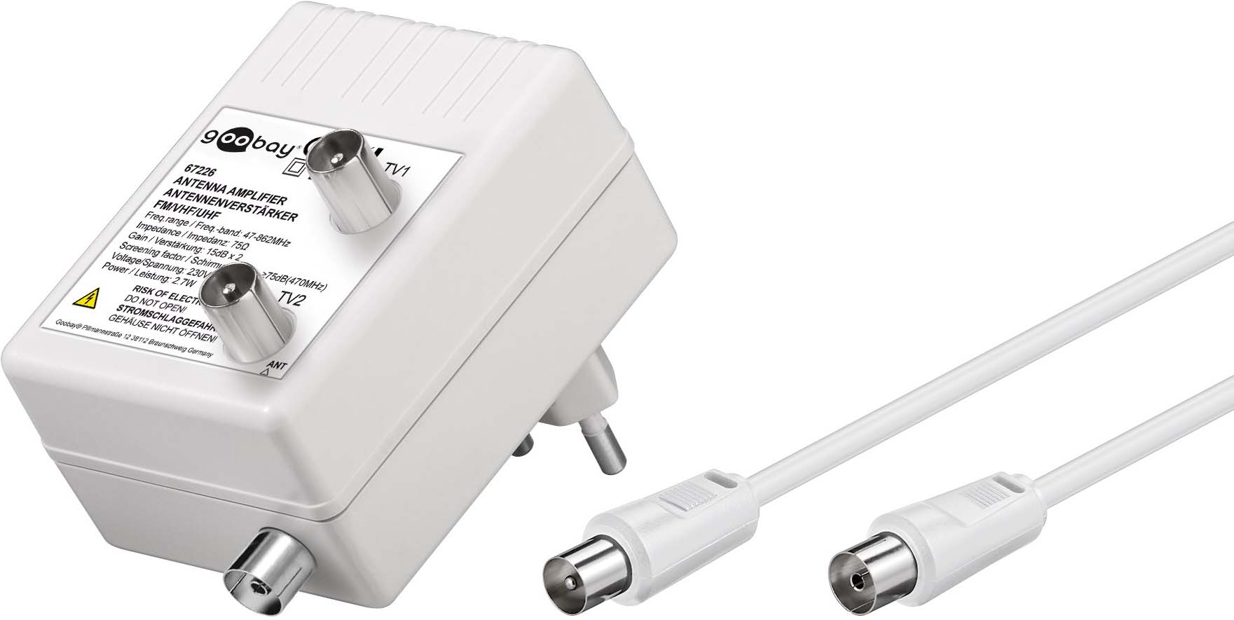 Wentronic Zweigeräte-Antennenverstär DVB-T/DVB-T2/DVB-C 67226