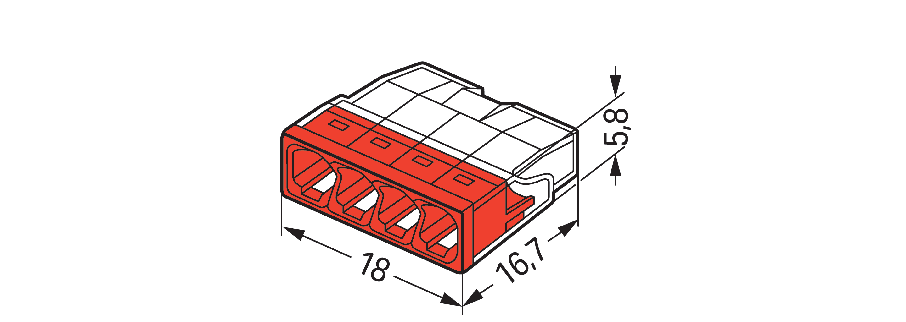 100 STK WAGO GmbH & Co. KG Verbindungsdosenklemme 4x 0.5-2.5 rot 2273-204