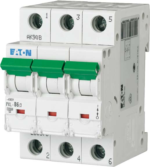 Eaton LS-Schalter m.Beschrift. B 6A, 3p PXL-B6/3