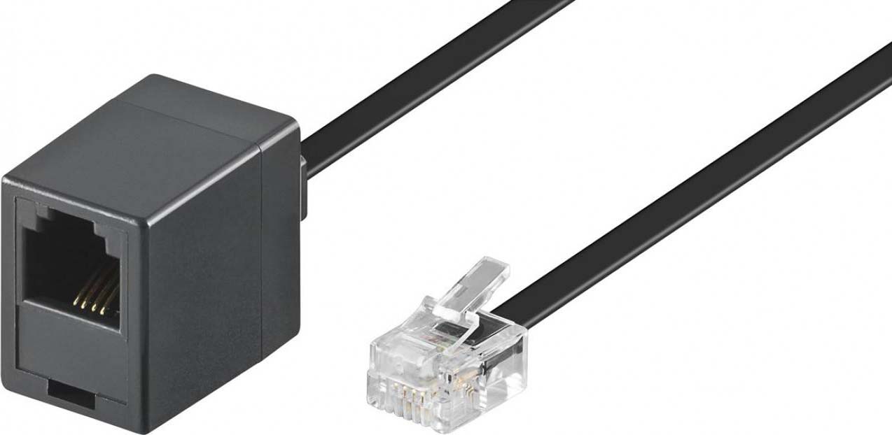 Wentronic RJ11 Verlängerungskabel 6m,sw,St/Bu 68260