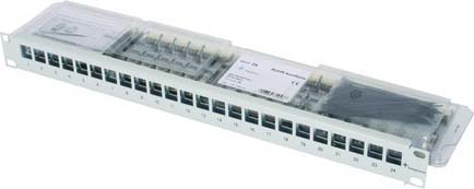 Telegärtner 19Z-Modulträger 1HE grau inkl. 24xAMJ-S Cat6A 100007012