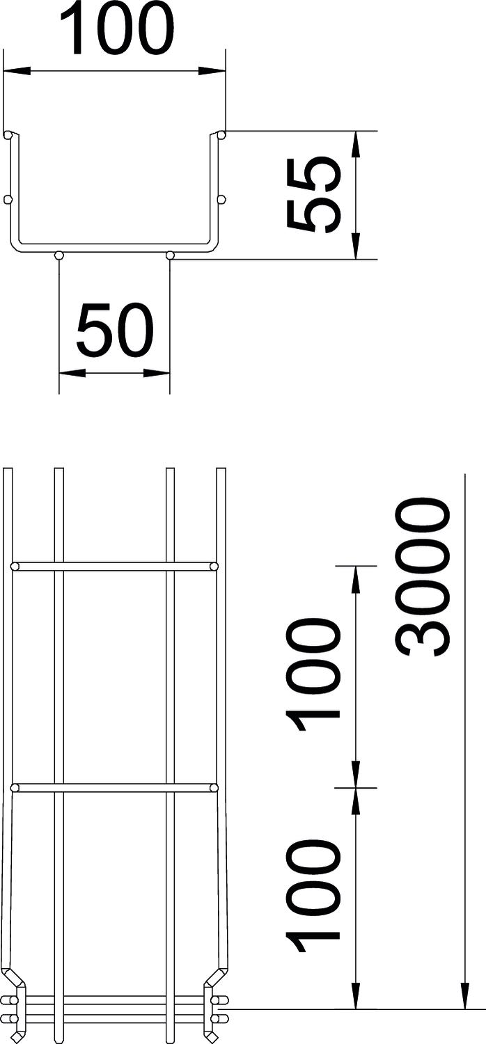 3 M OBO Bettermann Vertr Gitterkabelrinne 55x100x3000mm GRM 55 100 G