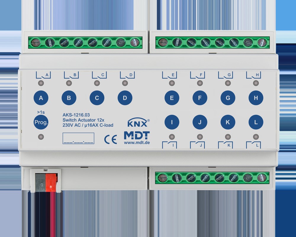 MDT technologies Schaltaktor 12-fach 8TE REG, 16A, 230VAC AKS-1216.03