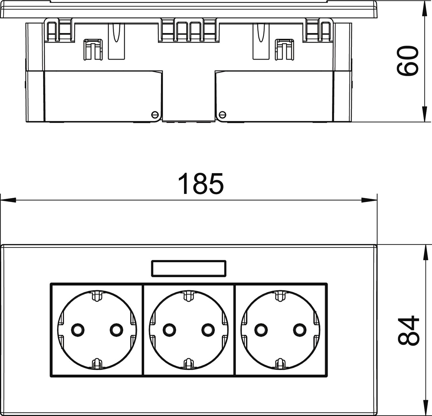 OBO Bettermann Vertr Steckdoseneinheit 3fach 84x185x59 rws SDE-RW D0RW3B