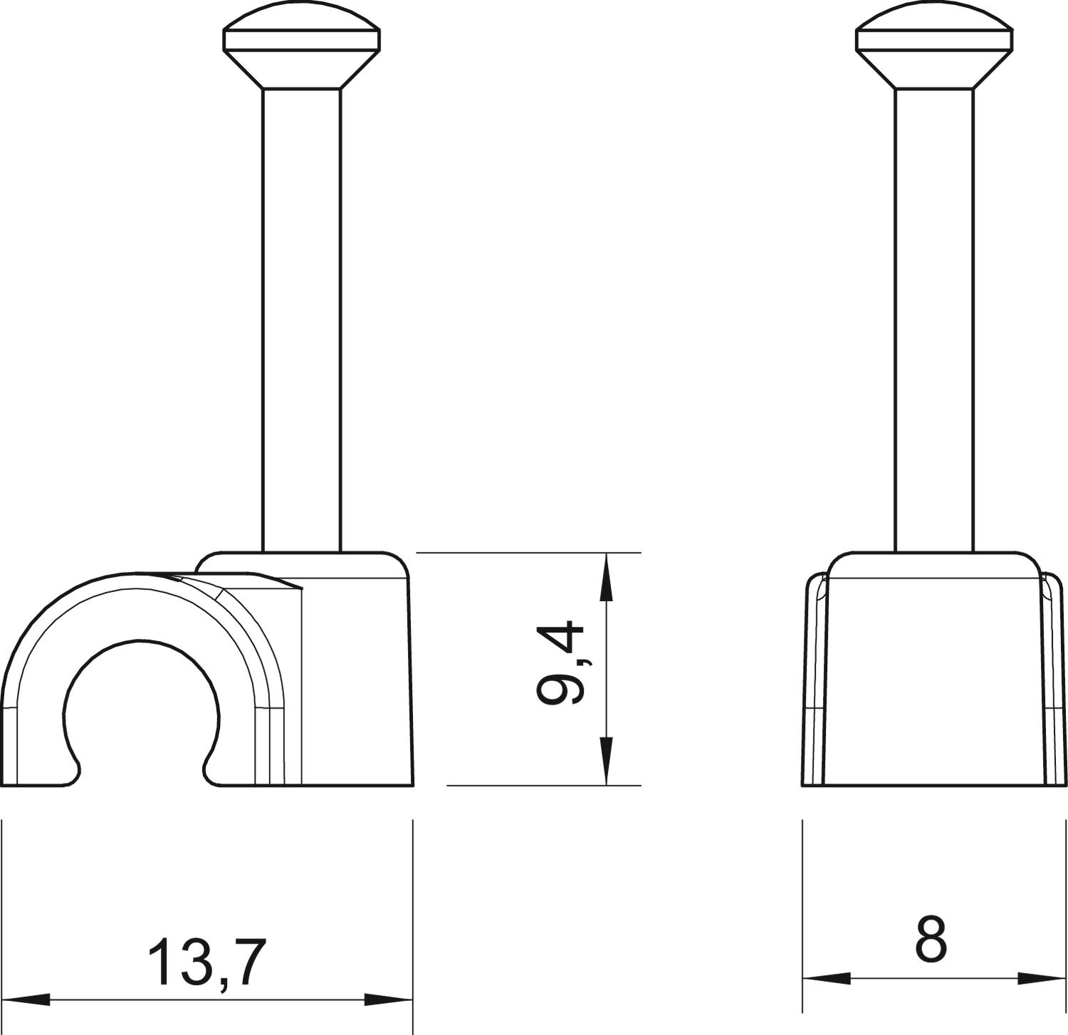 100 STK OBO Bettermann Vertr Iso-Nagel-Clip 7,0mm 2007 35 LGR