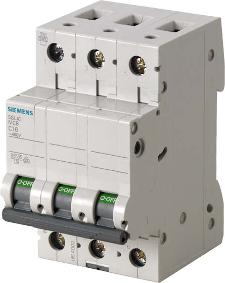 Siemens Dig.Industr. Leitungsschutzschalter 400V,10KA,3p.,B,16A 5SL4316-6