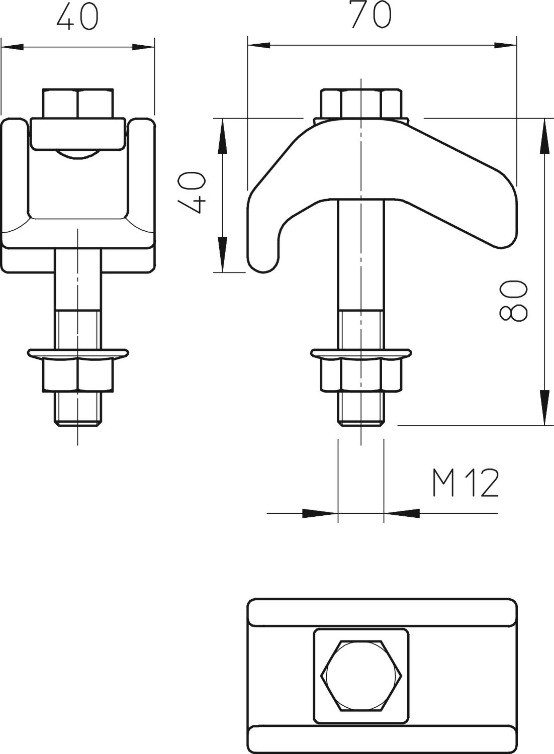 OBO Bettermann Vertr Spannklaue, schwer mit Kombimutter TKS-S-30 ZL (VE2)
