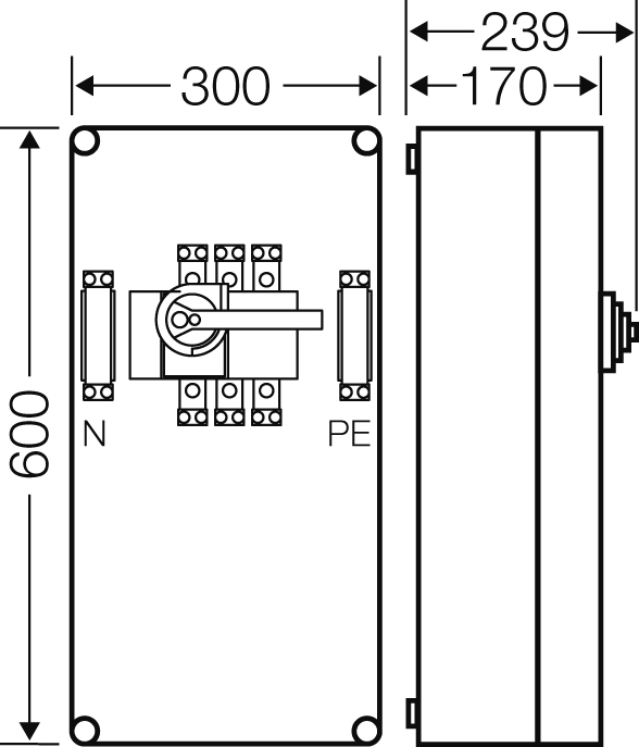 Hensel Lastschaltergehäuse 160A 3p.+PE+N Mi 7456